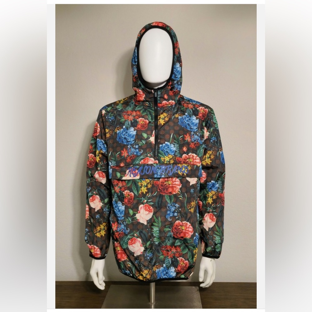 Reason Floral Windbreaker Jacket - Red, Blue, Green